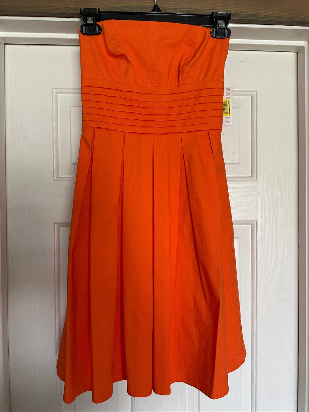 Teeze Me Vibrant Orange Strapless Pleated Dress